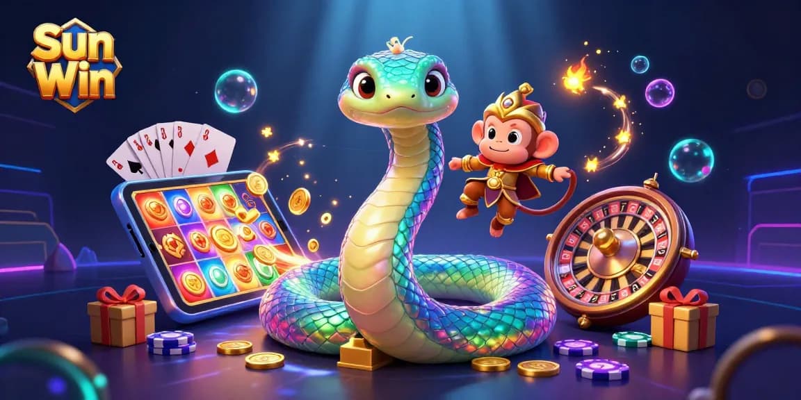 Join the excitement of Sun Win with vibrant casino elements swirling around a magical scene.