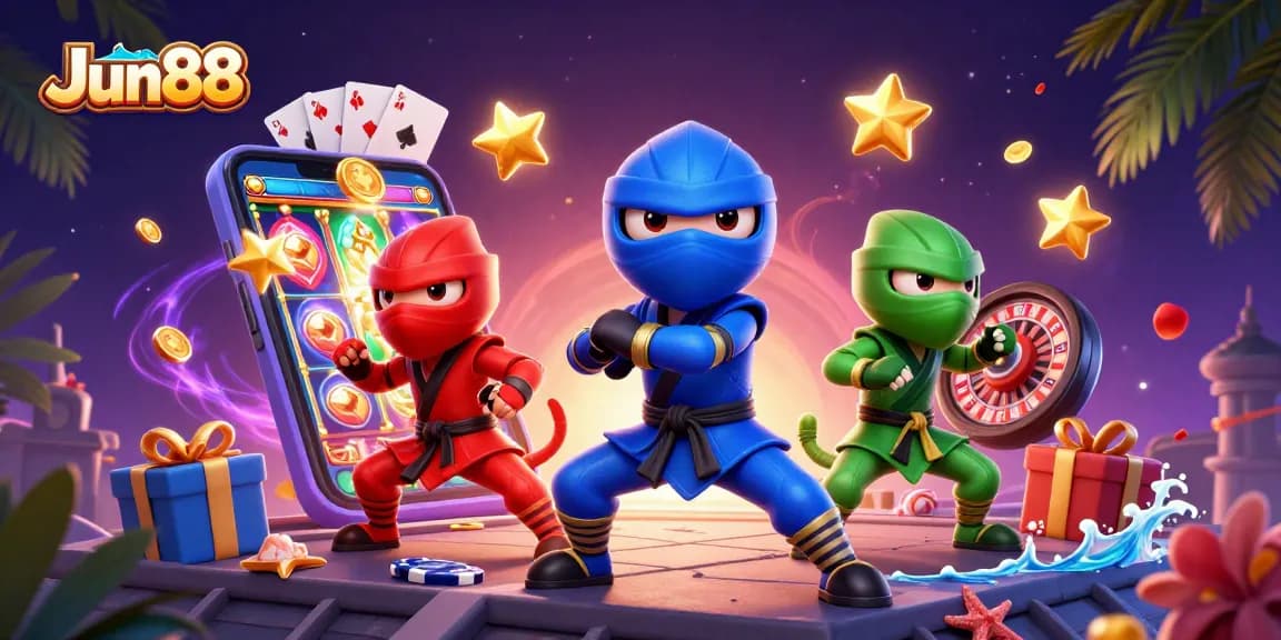 Experience thrilling gaming action with Jun88 - vibrant chameleon characters and exciting slot games!