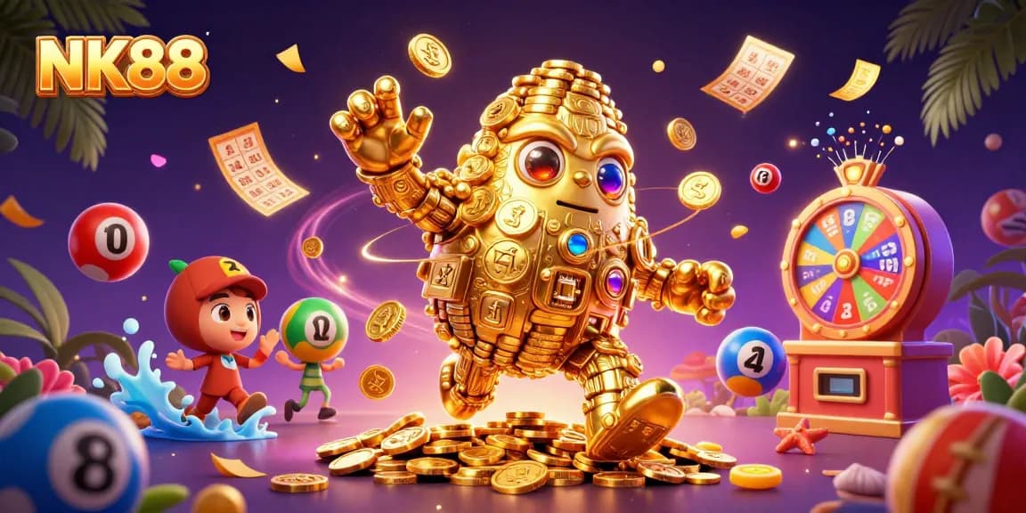 Join the excitement at NK88 with vibrant games and golden rewards in this thrilling gambling scene.