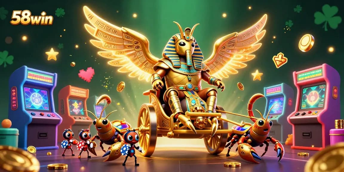 Experience excitement at 58win with a vibrant 3D casino illustration capturing dynamic gaming moments.