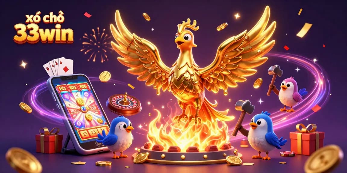 Engage with xổ số 33win in this vibrant, dynamic casino illustration showcasing winners.