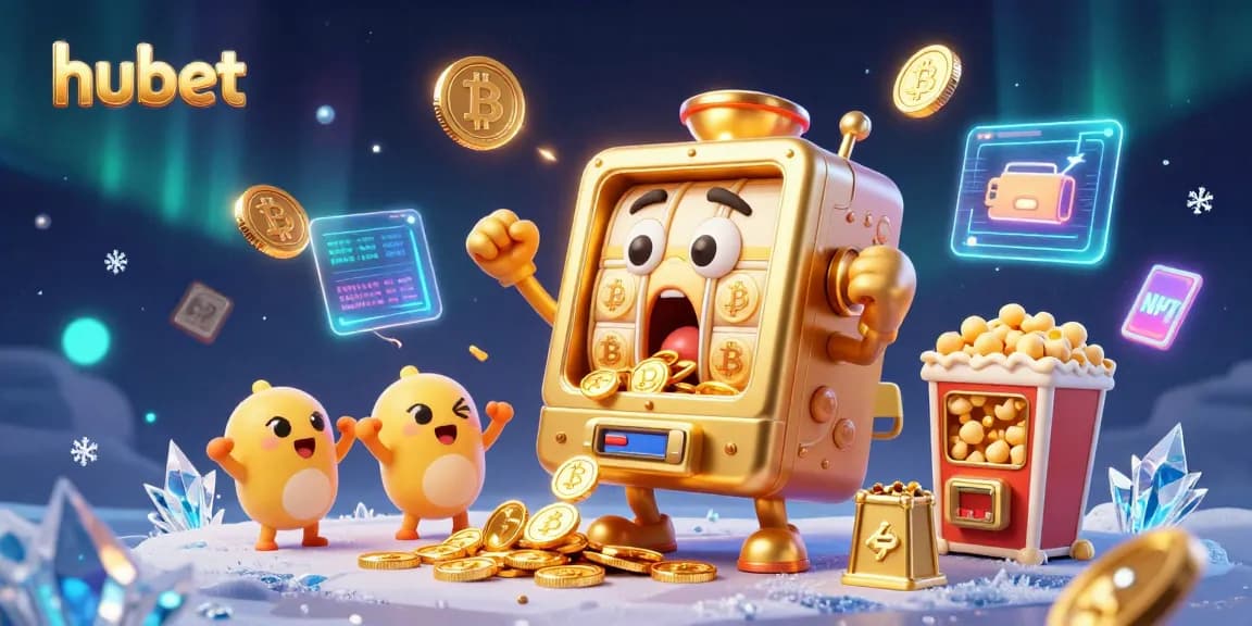 Experience hubet's thrilling jackpot excitement with a lively 3D slot machine victory scene.