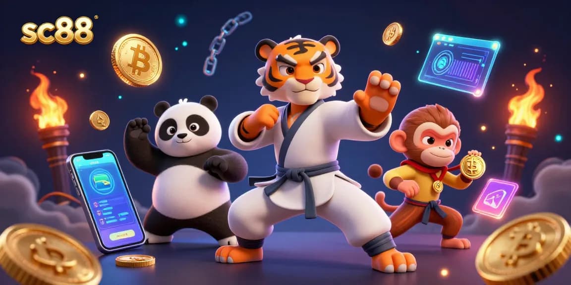 Experience thrilling moments at sc88 with a kung fu master, vibrant games, and dazzling crypto elements.