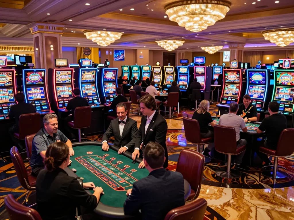 Players explore exciting gameplay at say88's vibrant casino, showcasing thrilling slot machines and gaming tables.