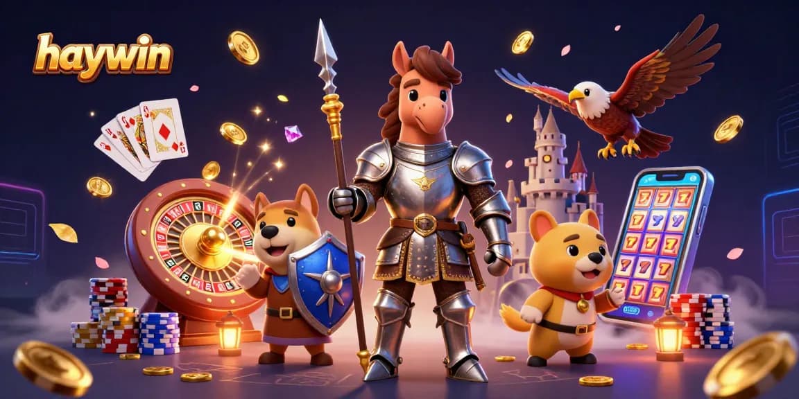Experience epic gaming adventures at Haywin with dynamic illustrations of casino excitement.