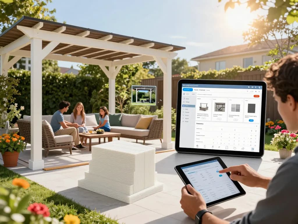 Experience realistic design with Pergola Configurator Software showcasing outdoor assembly.