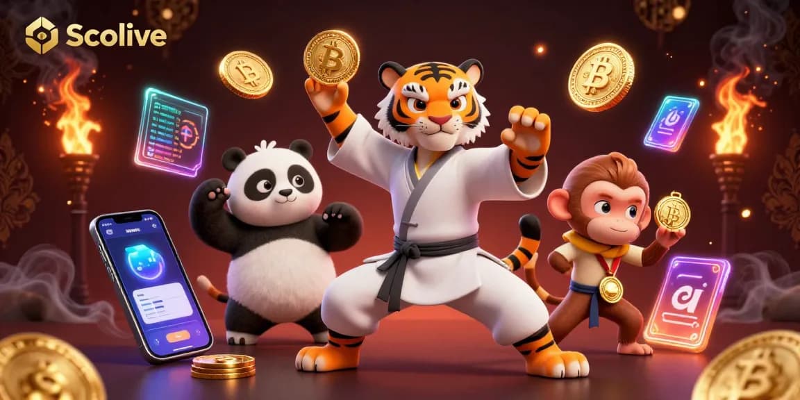 Socolive showcases thrilling online betting with a kung fu tiger, panda, and monkey in a vibrant casino scene.