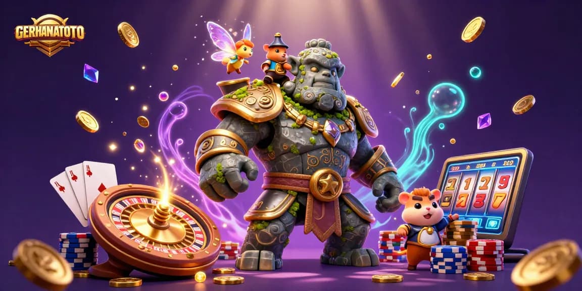 GERHANATOTO menawarkan pengalaman taruhan yang menarik dengan ilustrasi golem dan karakter magis.