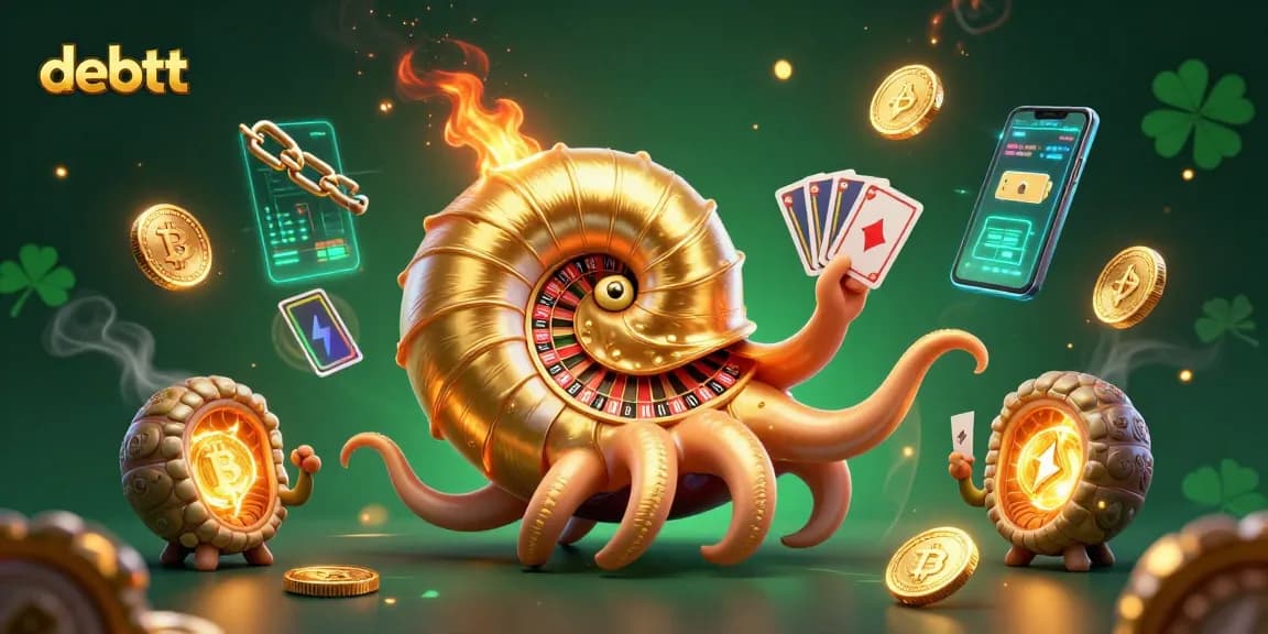 Experience gaming thrills with debett's vibrant 3D illustration featuring exciting casino elements.