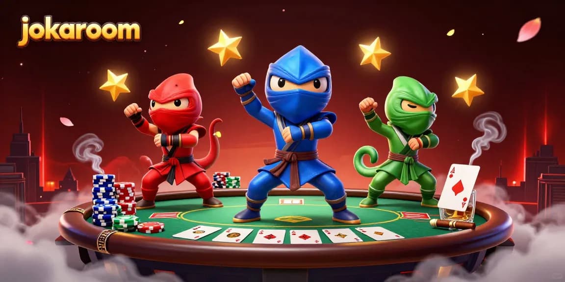 Engage in thrilling gameplay with jokaroom's vibrant 3D ninja chameleons and poker action.