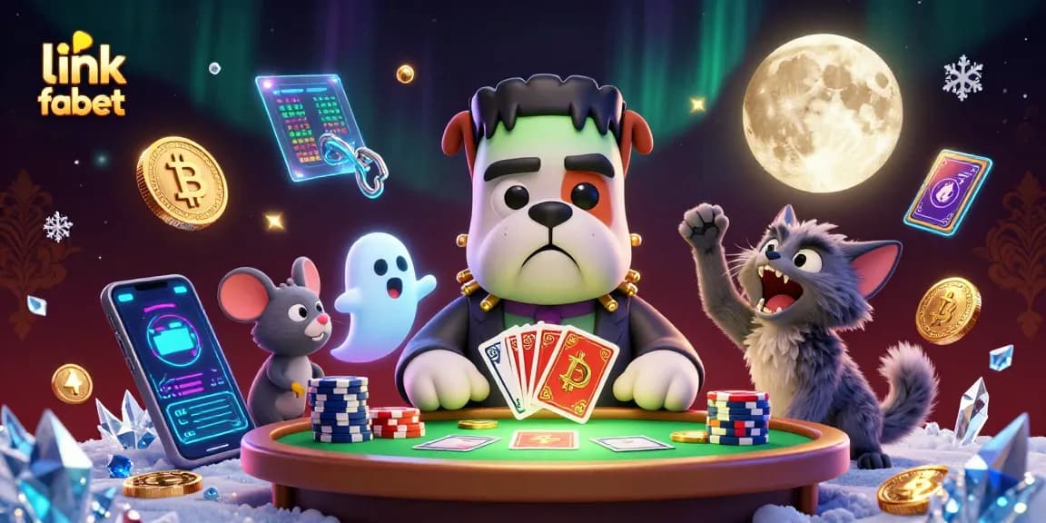 Join the fun at link fabet with vibrant 3D characters gambling at a spooky casino.