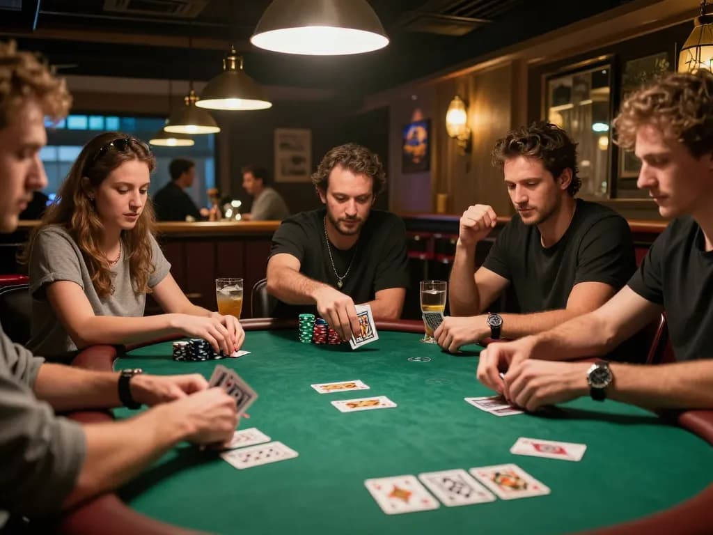 Players enjoying a thrilling poker game experience at SC88 com in a lively setting.