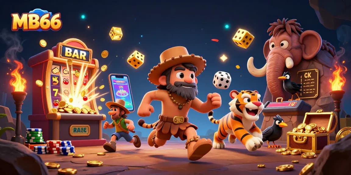 Experience the excitement of MB66 with an engaging 3D casino scene featuring dynamic game elements.