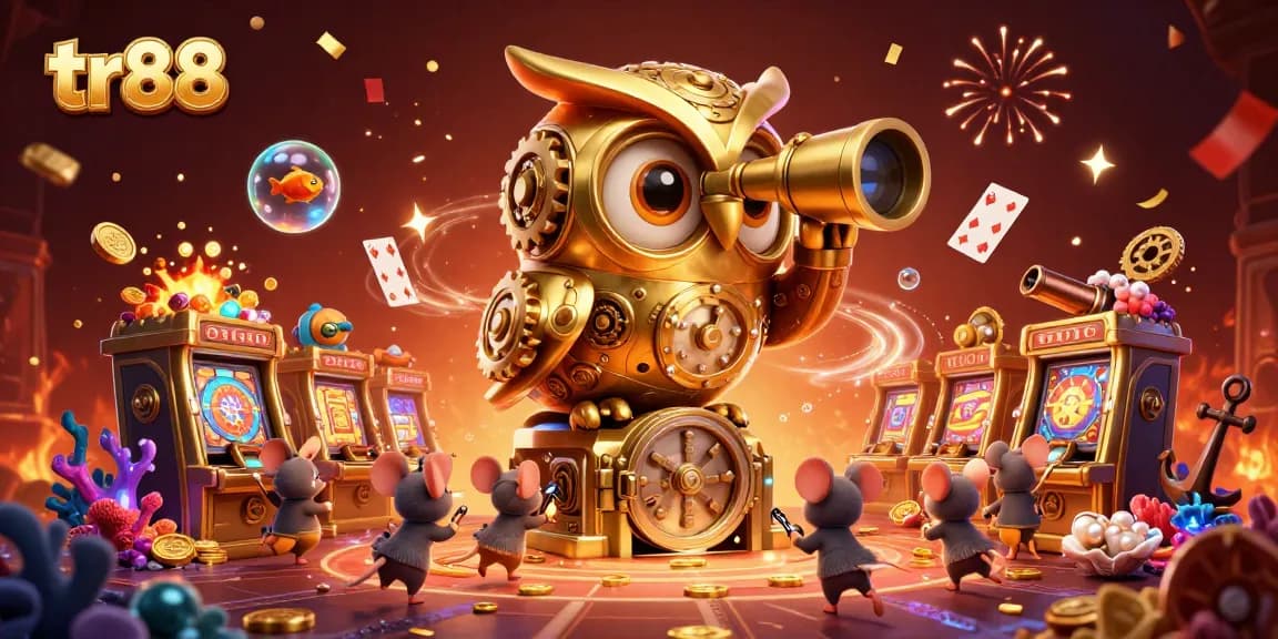 Experience the thrilling tr88 casino action with golden owls and vibrant gameplay elements.