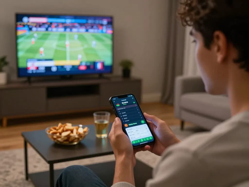 Betting on live sports with uu 88 app in comfortable home setting, emphasizing strategy and engagement.