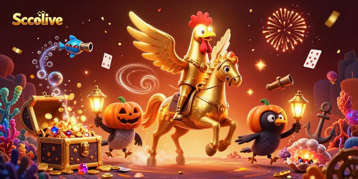 Socolive enhances the gaming experience with thrilling visuals of a golden rooster in a vibrant casino setting.