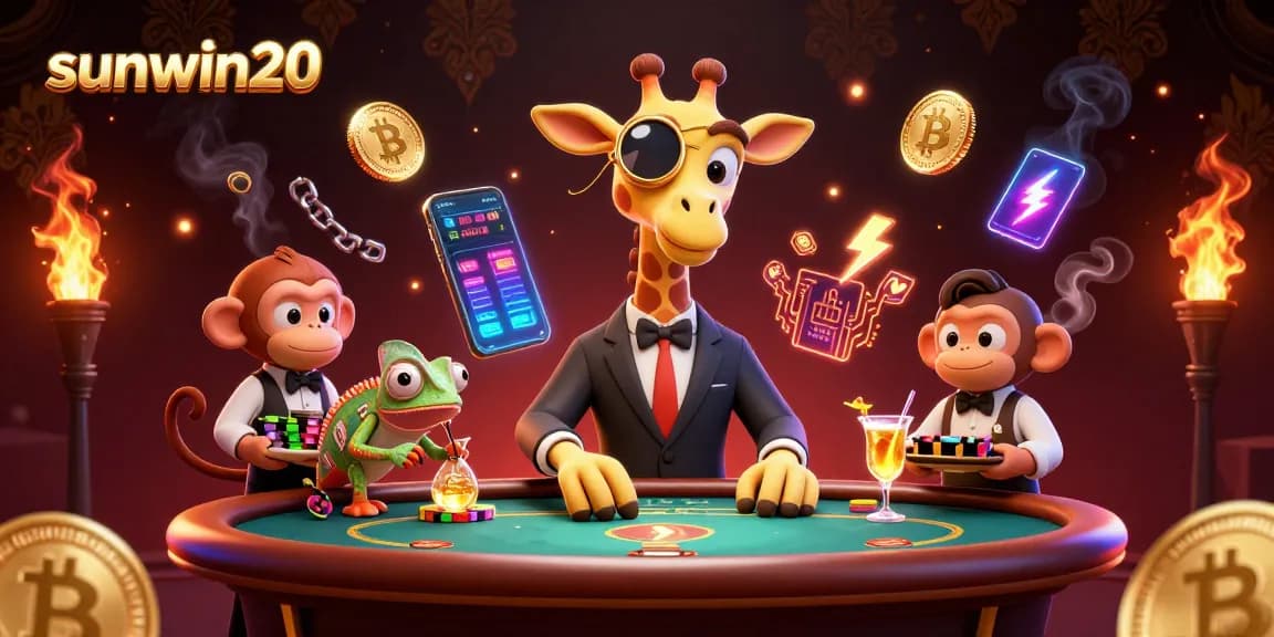 Engage in exhilarating gameplay at sunwin20 with vibrant casino characters and crypto elements