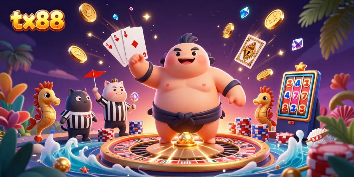 Play exciting games at tx88 with a lively underwater scene featuring the fugu, catfish, and seahorse spectators.