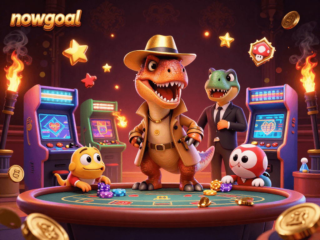 Experience dynamic blackjack action with nowgoal's thrilling casino illustration featuring anthropomorphic characters.