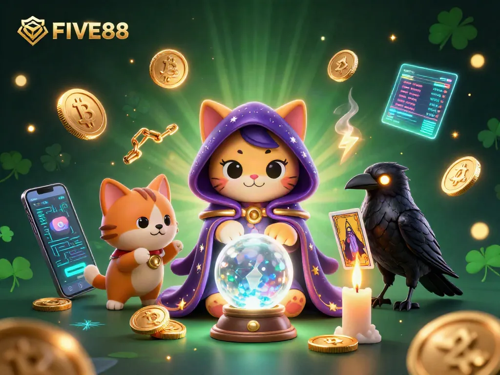 Engage with FIVE88's thrilling casino experience featuring digital elements and enchanting characters.