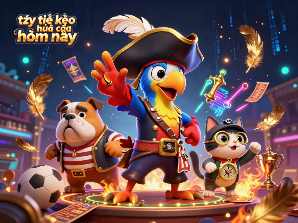Engage in tỷ lệ kèo nhà cái hôm nay with lively sports betting characters and elements in an exciting 3D illustration.