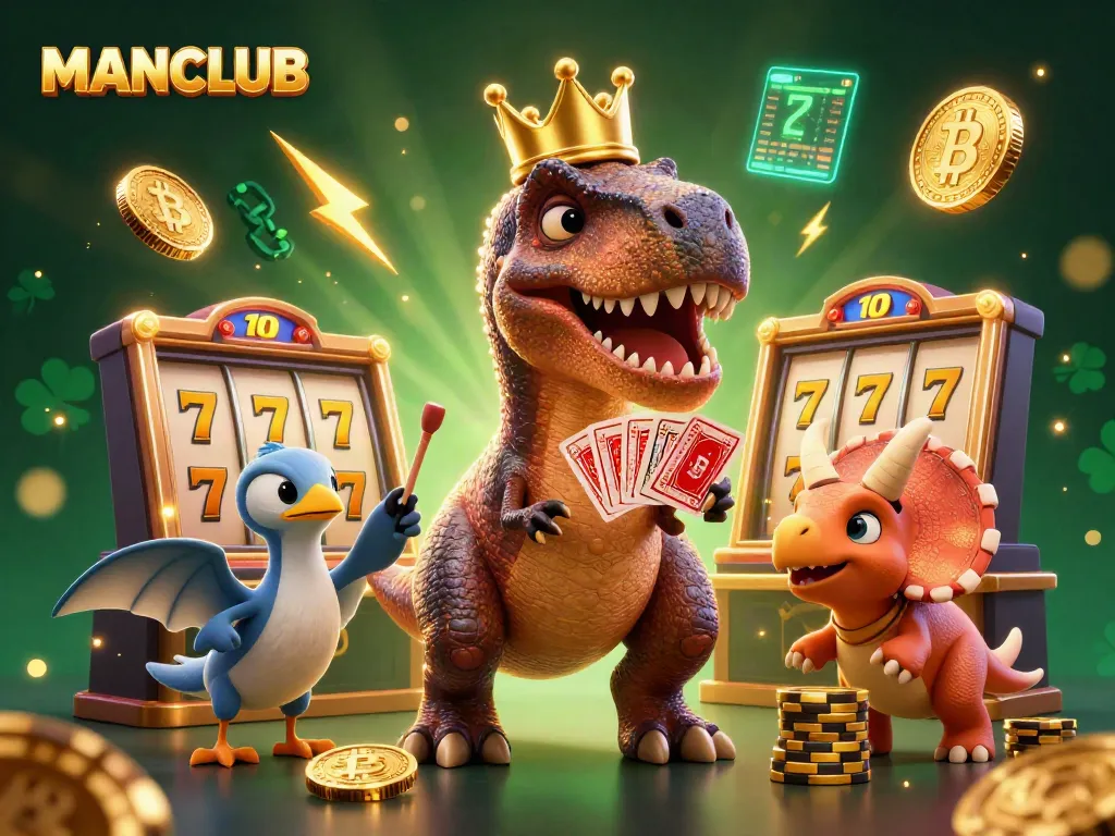 Engage in thrilling slots at MANCLUB with animated characters creating excitement and rich casino elements.