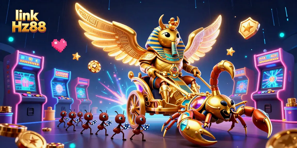 Engage with exciting gaming adventures via link Hz88, featuring colorful 3D arcade elements and vibrant casino themes.